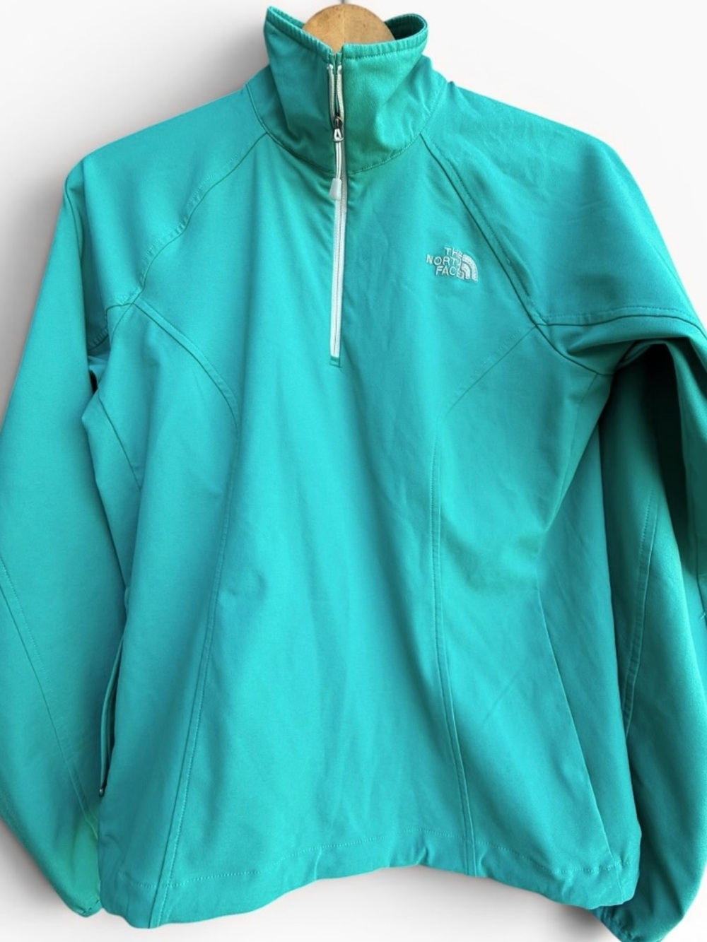 The North Face Women's TNF Apex 1/2 Zip Windbreaker Jacket Teal Green Medium - Picture 14 of 14